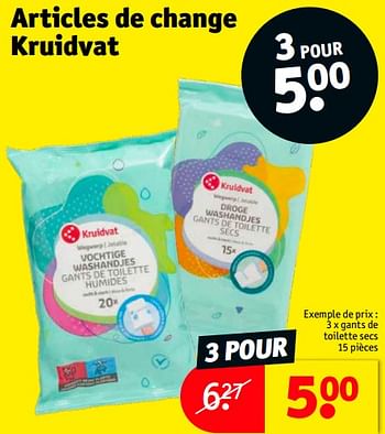 Promotions Articles de change kruidvat gants de toilette secs - Produit maison - Kruidvat - Valide de 05/12/2023 à 10/12/2023 chez Kruidvat