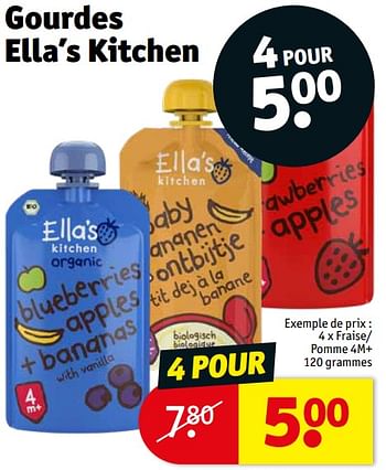 Promotions Gourdes ella’s kitchen fraise- pomme - Ella’s kitchen - Valide de 05/12/2023 à 10/12/2023 chez Kruidvat