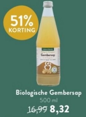 Promotions Biologische gembersap - Produit maison - Holland & Barrett - Valide de 03/12/2023 à 10/12/2023 chez Holland & Barret