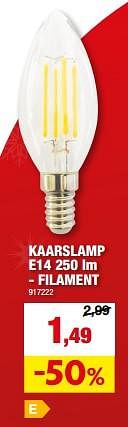 Promoties Kaarslamp e14 - filament - Huismerk - Hubo  - Geldig van 06/12/2023 tot 17/12/2023 bij Hubo
