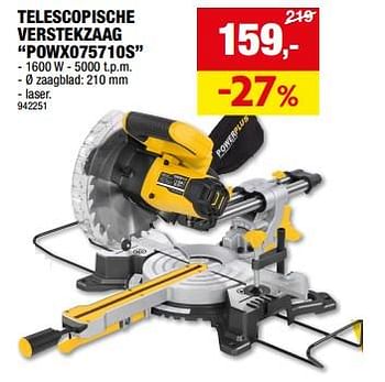 Promoties Powerplus telescopische verstekzaag powx075710s - Powerplus - Geldig van 06/12/2023 tot 17/12/2023 bij Hubo