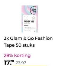 Promoties 3x glam + go fashion tape - glam & go - Geldig van 07/12/2023 tot 10/12/2023 bij Plein