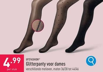 Promoties Glitterpanty voor dames - UP2Fashion - Geldig van 13/12/2023 tot 22/12/2023 bij Aldi
