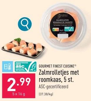 Promoties Zalmrolletjes met roomkaas - Gourmet Finest Cuisine - Geldig van 11/12/2023 tot 22/12/2023 bij Aldi