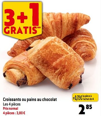 Promotions Croissants ou pains au chocolat - Produit Maison - Smatch - Valide de 06/12/2023 à 12/12/2023 chez Smatch