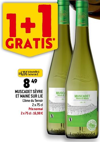 Promotions Muscadet sèvre et maine sur lie l’ame du terroir - Vins blancs - Valide de 06/12/2023 à 12/12/2023 chez Smatch