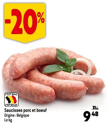 Promotions Saucisses porc et boeuf - Produit Maison - Smatch - Valide de 06/12/2023 à 12/12/2023 chez Smatch