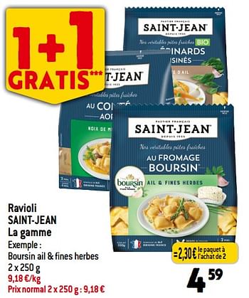 Promotions Ravioli saint-jean - Saint Jean - Valide de 06/12/2023 à 12/12/2023 chez Smatch
