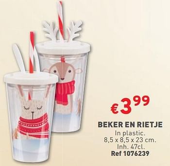 Promoties Beker en rietje - Huismerk - Trafic  - Geldig van 06/12/2023 tot 11/12/2023 bij Trafic