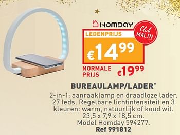 Promoties Bureaulamp-lader - Homday - Geldig van 06/12/2023 tot 11/12/2023 bij Trafic