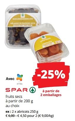 Promoties Fruits secs abricots - Spar - Geldig van 30/11/2023 tot 13/12/2023 bij Spar (Colruytgroup)
