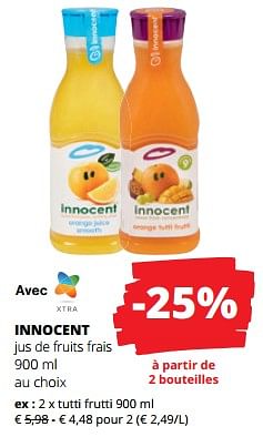 Promotions Innocent jus de fruits frais tutti frutti - Innocent - Valide de 30/11/2023 à 13/12/2023 chez Spar (Colruytgroup)