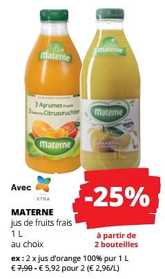 Promoties Materne jus d’orange 100% - Materne - Geldig van 30/11/2023 tot 13/12/2023 bij Spar (Colruytgroup)