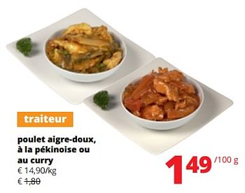 Promoties Poulet aigre-doux, à la pékinoise ou au curry - Huismerk - Spar Retail - Geldig van 30/11/2023 tot 13/12/2023 bij Spar (Colruytgroup)