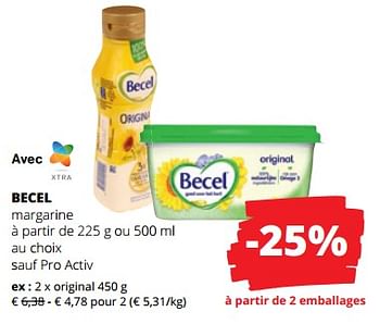 Promotions Becel margarine original - Becel - Valide de 30/11/2023 à 13/12/2023 chez Spar (Colruytgroup)