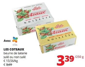 Promotions Les coteaux beurre de laiterie salé ou non salé - Les Coteaux - Valide de 30/11/2023 à 13/12/2023 chez Spar (Colruytgroup)