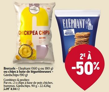 Promotions Chips à base de pois chiches, hummus, gårdschips - Gårdschips - Valide de 07/12/2023 à 13/12/2023 chez Delhaize