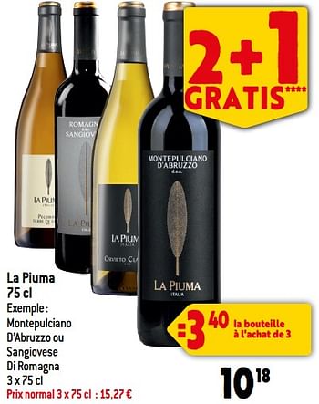 Promotions La piuma - Vins rouges - Valide de 06/12/2023 à 12/12/2023 chez Match