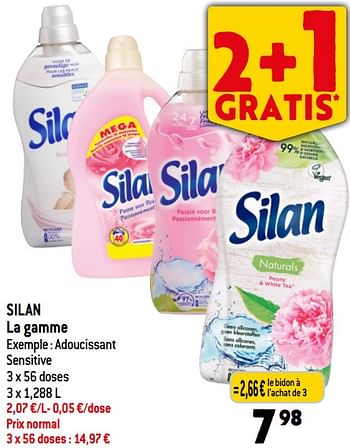 Promotions Silan adoucissant sensitive - Silan - Valide de 06/12/2023 à 12/12/2023 chez Match
