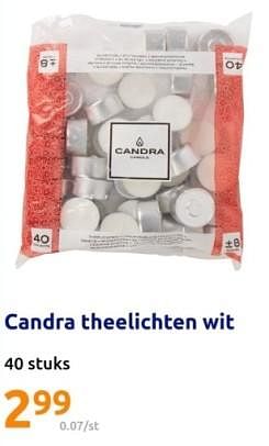Promotions Candra theelichten wit - Candra - Valide de 06/12/2023 à 12/12/2023 chez Action