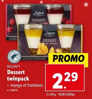 Promotions Dessert twinpack - Deluxe - Valide de 13/12/2023 à 19/12/2023 chez Lidl