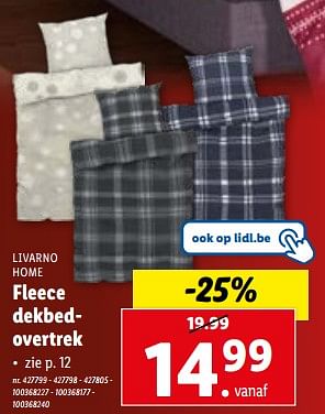 Promoties Fleece dekbedovertrek - Livarno - Geldig van 13/12/2023 tot 19/12/2023 bij Lidl