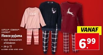 Promoties Fleece pyjama - Huismerk - Lidl - Geldig van 13/12/2023 tot 19/12/2023 bij Lidl