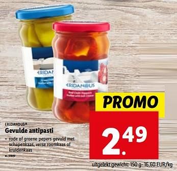 Promoties Gevulde antipasti - Eridanous - Geldig van 13/12/2023 tot 19/12/2023 bij Lidl