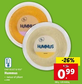 Promoties Hummus - Chef select & you - Geldig van 13/12/2023 tot 19/12/2023 bij Lidl