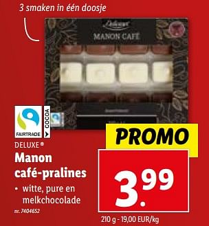 Promoties Manon café-pralines - Deluxe - Geldig van 13/12/2023 tot 19/12/2023 bij Lidl
