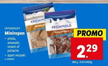 Promoties Minirepen - Eridanous - Geldig van 13/12/2023 tot 19/12/2023 bij Lidl
