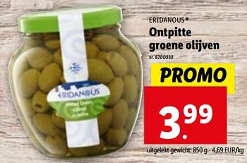 Promoties Ontpitte groene olijven - Eridanous - Geldig van 13/12/2023 tot 19/12/2023 bij Lidl