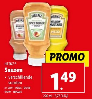Promoties Sauzen - Heinz - Geldig van 13/12/2023 tot 19/12/2023 bij Lidl