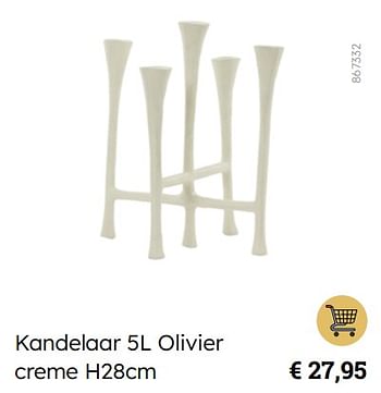 Promoties Kandelaar olivier creme - Huismerk - Multi Bazar - Geldig van 06/11/2023 tot 25/12/2023 bij Multi Bazar
