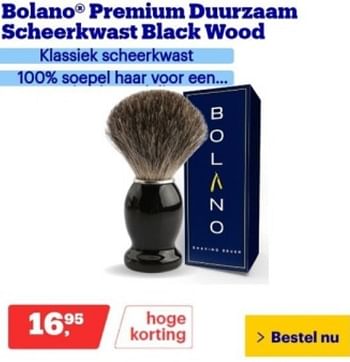 Promoties Bolano premium duurzaam scheerkwast black wood - Bolano - Geldig van 06/12/2023 tot 12/12/2023 bij Bol.com