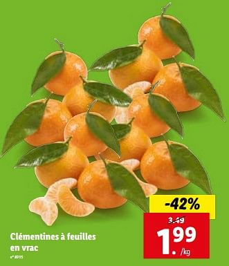 Promoties Clémentines à feuilles en vrac - Huismerk - Lidl - Geldig van 13/12/2023 tot 19/12/2023 bij Lidl
