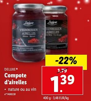 Promotions Compote d’airelles - Deluxe - Valide de 13/12/2023 à 19/12/2023 chez Lidl