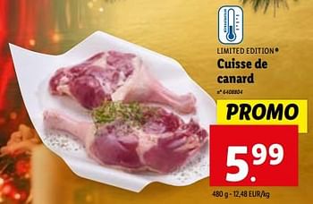 Promotions Cuisse de canard - Limited Edition - Valide de 13/12/2023 à 19/12/2023 chez Lidl
