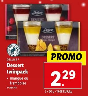 Promotions Dessert twinpack - Deluxe - Valide de 13/12/2023 à 19/12/2023 chez Lidl