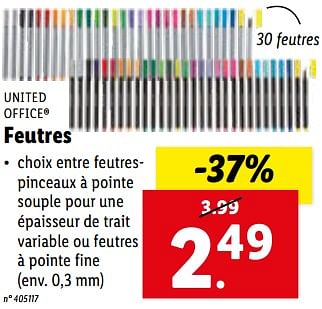 Promotions Feutres - United Office - Valide de 13/12/2023 à 19/12/2023 chez Lidl