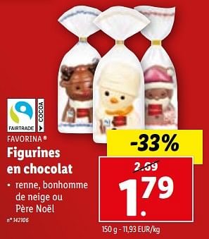 Promotions Figurines en chocolat - Favorina - Valide de 13/12/2023 à 19/12/2023 chez Lidl