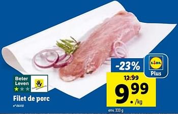 Promotions Filet de porc - Produit maison - Lidl - Valide de 13/12/2023 à 19/12/2023 chez Lidl