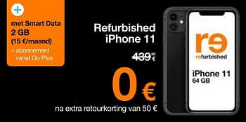 Promoties Apple refurbished iphone 11 - Apple - Geldig van 01/12/2023 tot 17/12/2023 bij Orange