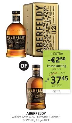 Promoties Aberfeldy whisky 12 yo - giftpack goldbar of whisky 12 yo - ABERFELDY - Geldig van 01/12/2023 tot 14/12/2023 bij BelBev