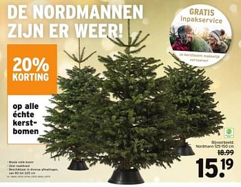 Promoties Échte kerstbomen nordmann - Huismerk - Gamma - Geldig van 29/11/2023 tot 12/12/2023 bij Gamma
