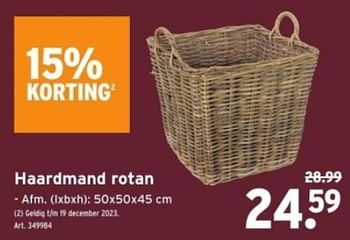 Promotions Haardmand rotan - Produit maison - Gamma - Valide de 29/11/2023 à 12/12/2023 chez Gamma
