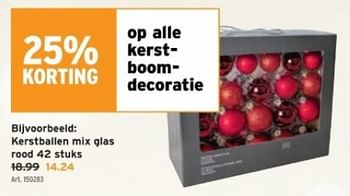 Promoties Kerstballen mix glas rood - Huismerk - Gamma - Geldig van 29/11/2023 tot 12/12/2023 bij Gamma