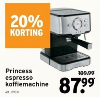 Promoties Princess espresso koffiemachine - Princess - Geldig van 29/11/2023 tot 12/12/2023 bij Gamma