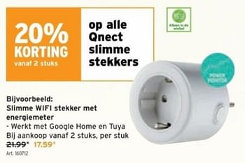 Promotions Qnect slimme wifi stekker met energiemeter - Qnect - Valide de 29/11/2023 à 12/12/2023 chez Gamma