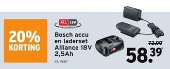 Promoties Bosch accu en laderset alliance 18v 2,5ah - Bosch - Geldig van 29/11/2023 tot 12/12/2023 bij Gamma
